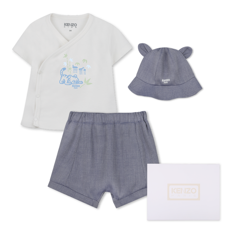 SET T-SHIRT, BUCKET HAT EN KORTE BROEK KENZO KIDS 
                        BOY