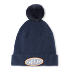 Fleece gebreide muts met pompon, MARINE, hi-res