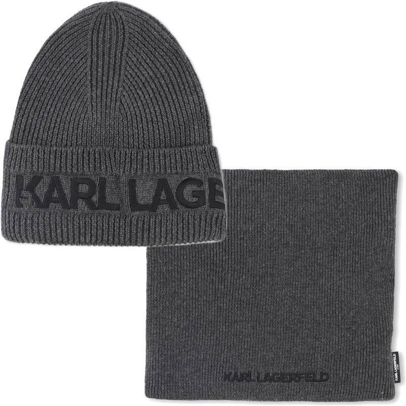 Gebreide muts + nekwarmer set KARL LAGERFELD KIDS 
                        BOY