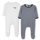 Set van twee katoenen pyjama's, GEBROKEN WIT, hi-res