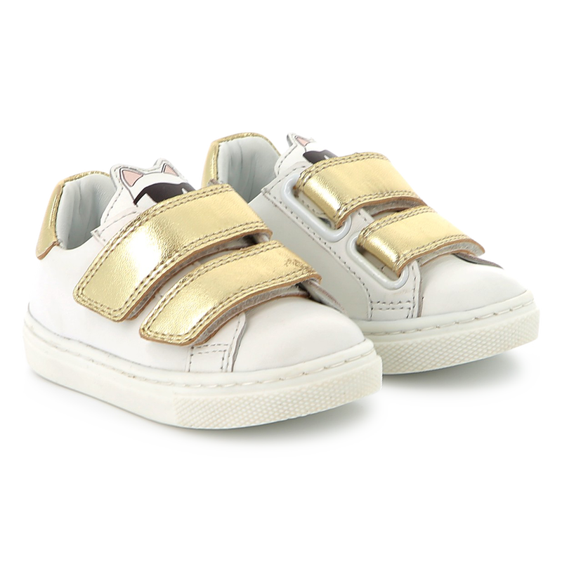 Leren sneakers met klittenband KARL LAGERFELD KIDS 
                        MEISJE