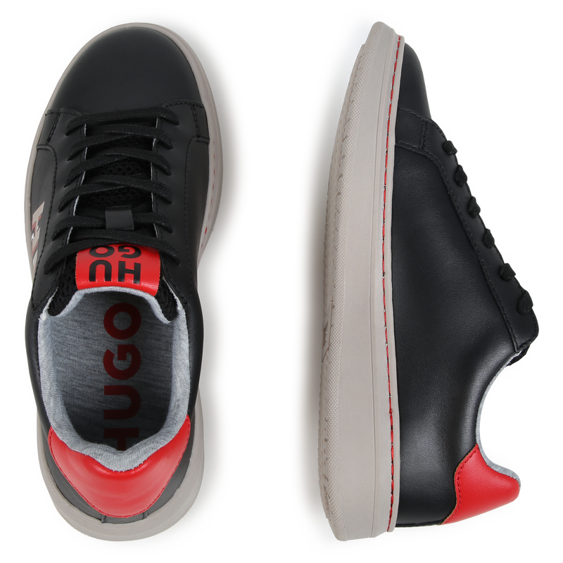 Leren sneakers met veters HUGO 
                        BOY