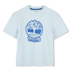 Tweekleurig T-shirt met logo, LICHT BLAUW, hi-res