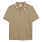Korte mouwen polo, DONKER BEIGE, hi-res