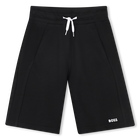 Effen fleece bermuda, ZWART, hi-res