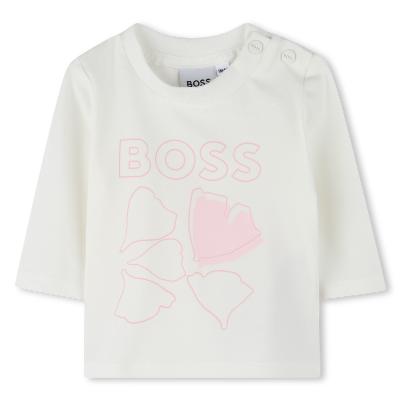 T-shirt met bloemblaadjesprint BOSS 
                        GIRL