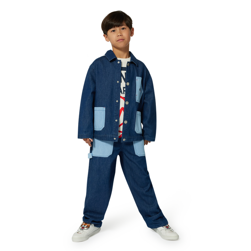Jeans met zakken en borduursel KENZO KIDS 
                        BOY