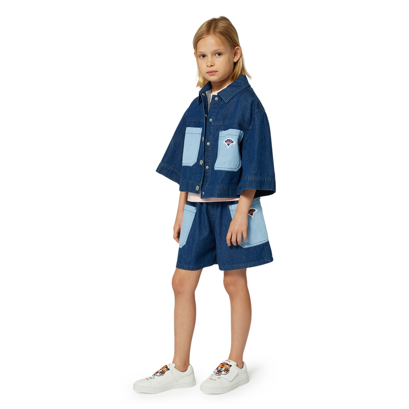 Geborduurd denim jasje KENZO KIDS 
                        GIRL