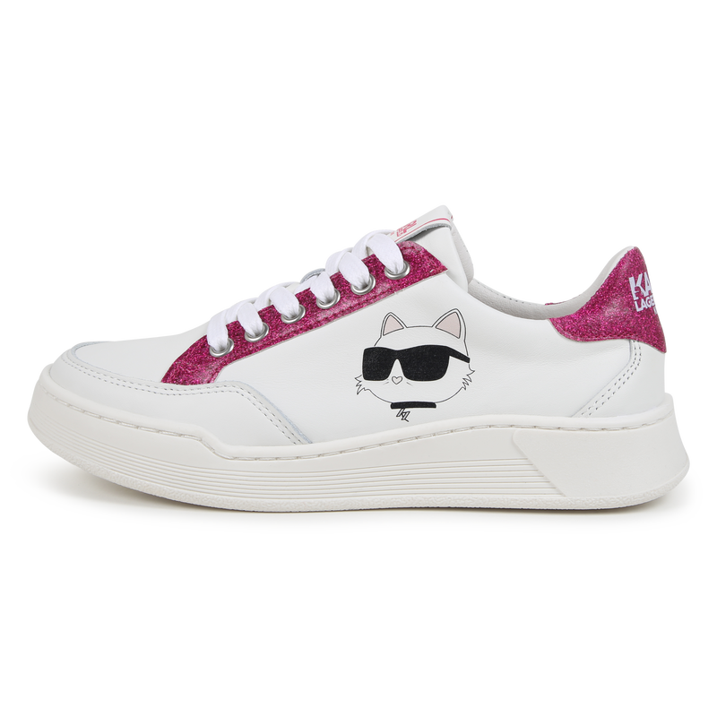 Leren sneakers met veters KARL LAGERFELD KIDS 
                        GIRL