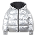 Zilveren pufferjack met capuchon DKNY 
                    MEISJE