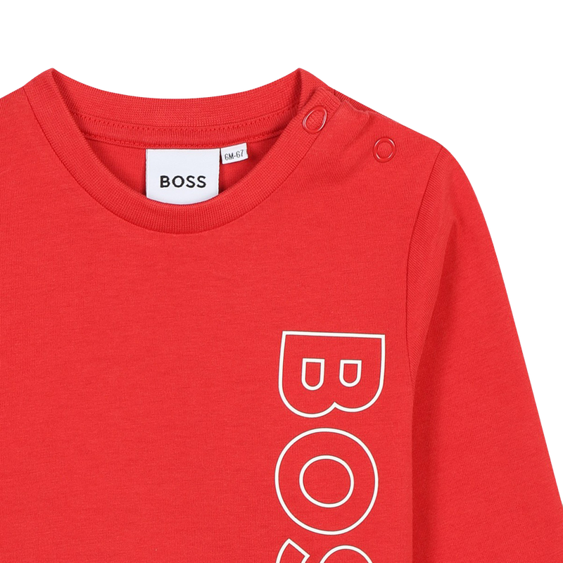 T-shirt met verticaal logo BOSS 
                        BOY