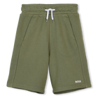 Effen fleece bermuda, DONKERGROEN, hi-res