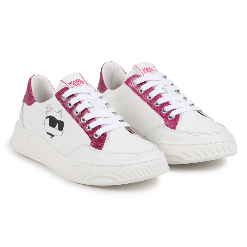 Leren sneakers met veters KARL LAGERFELD KIDS 
                        GIRL