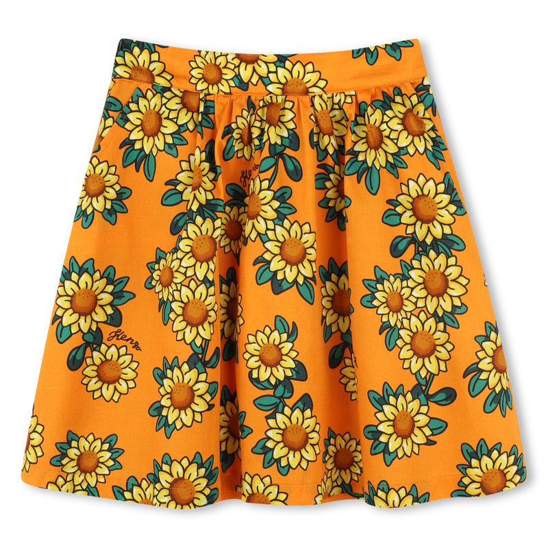 Rok met print van satijnkatoen KENZO KIDS 
                        MEISJE