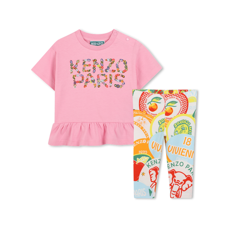 Katoenen T-shirt en legging KENZO KIDS 
                        GIRL