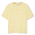 Vervaagd katoenen T-shirt, STRO GEEL, hi-res