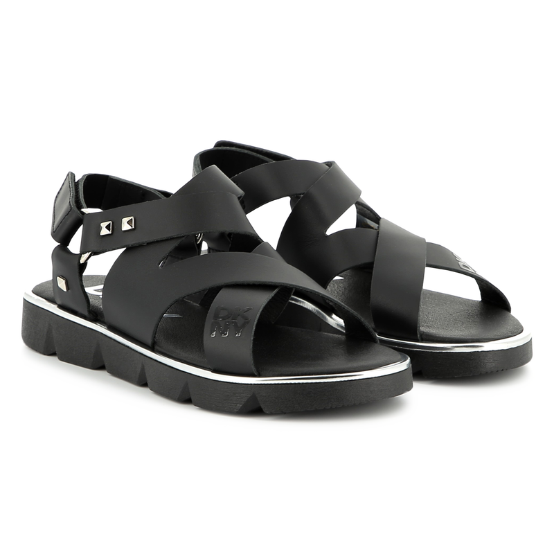 Leren sandalen met klittenband DKNY 
                        GIRL