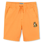 Katoenen bermuda met badge, ORANJE, hi-res