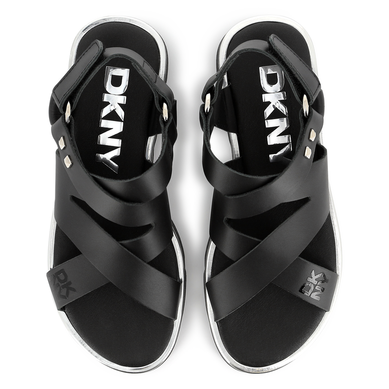 Leren sandalen met klittenband DKNY 
                        GIRL