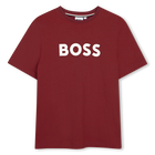 T-shirt met korte mouwen, DONKER ROOD, hi-res