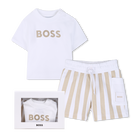 T-shirt + korte broek set, BEIGE, hi-res