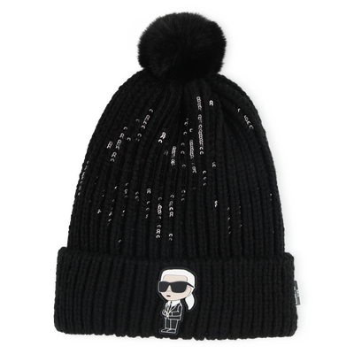 Gebreide muts met pompon KARL LAGERFELD KIDS GIRL