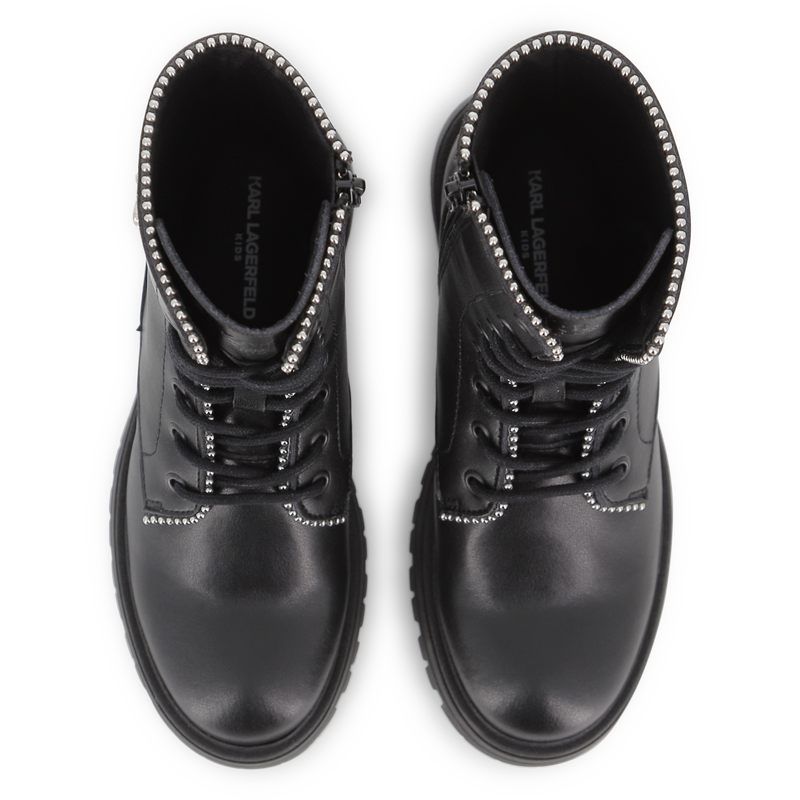 Halfhoge veterlaars van rundleer KARL LAGERFELD KIDS 
                        GIRL