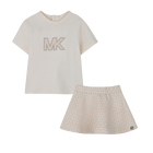 T-shirt en rok set, CREME, hi-res