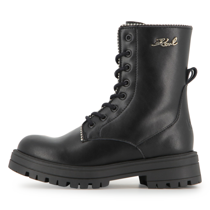 Halfhoge veterlaars van rundleer KARL LAGERFELD KIDS 
                        GIRL