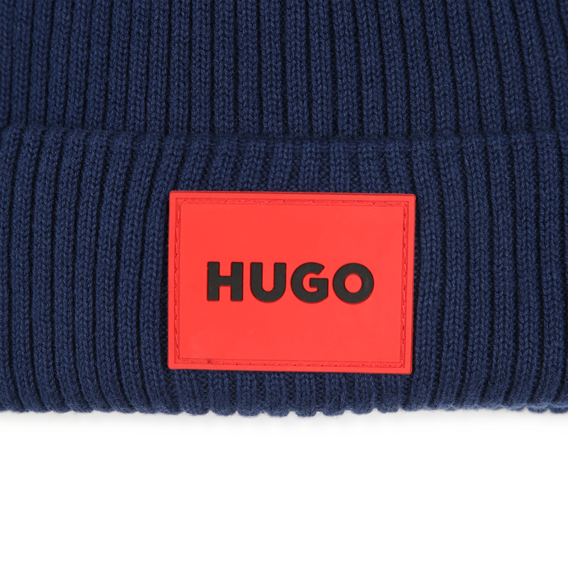 Gebreide muts van katoen HUGO 
                        UNISEX