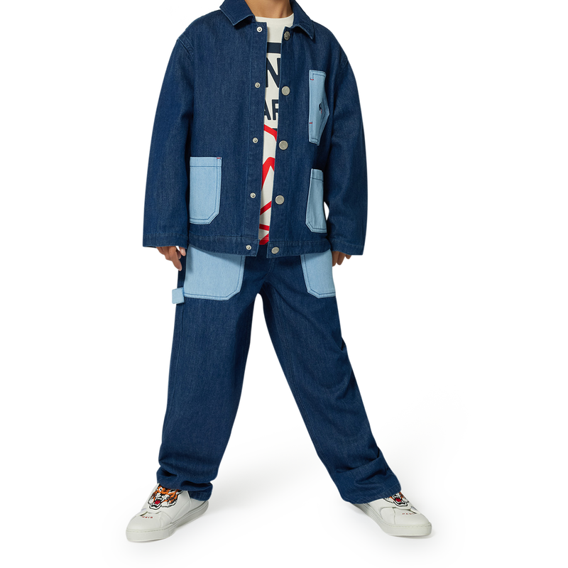 Jeans met zakken en borduursel KENZO KIDS 
                        BOY