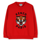 Ongeborsteld fleece sweatshirt, DONKER ROOD, hi-res