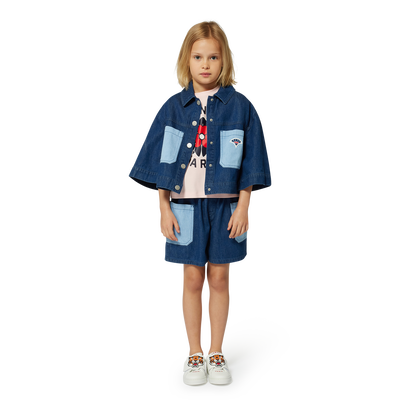 T-shirt, 2 materialen, print KENZO KIDS GIRL