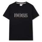 Katoenen T-shirt korte mouwen, ZWART, hi-res