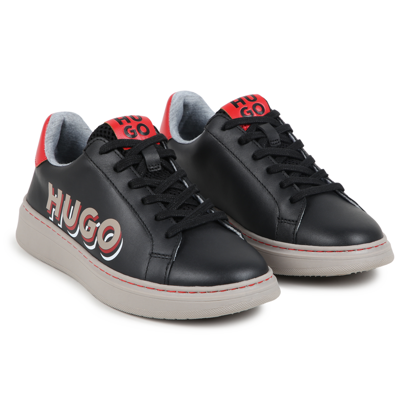 Leren sneakers met veters HUGO 
                        BOY