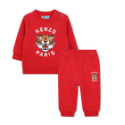Sweatshirt en broek in fleece, DONKER ROOD, hi-res