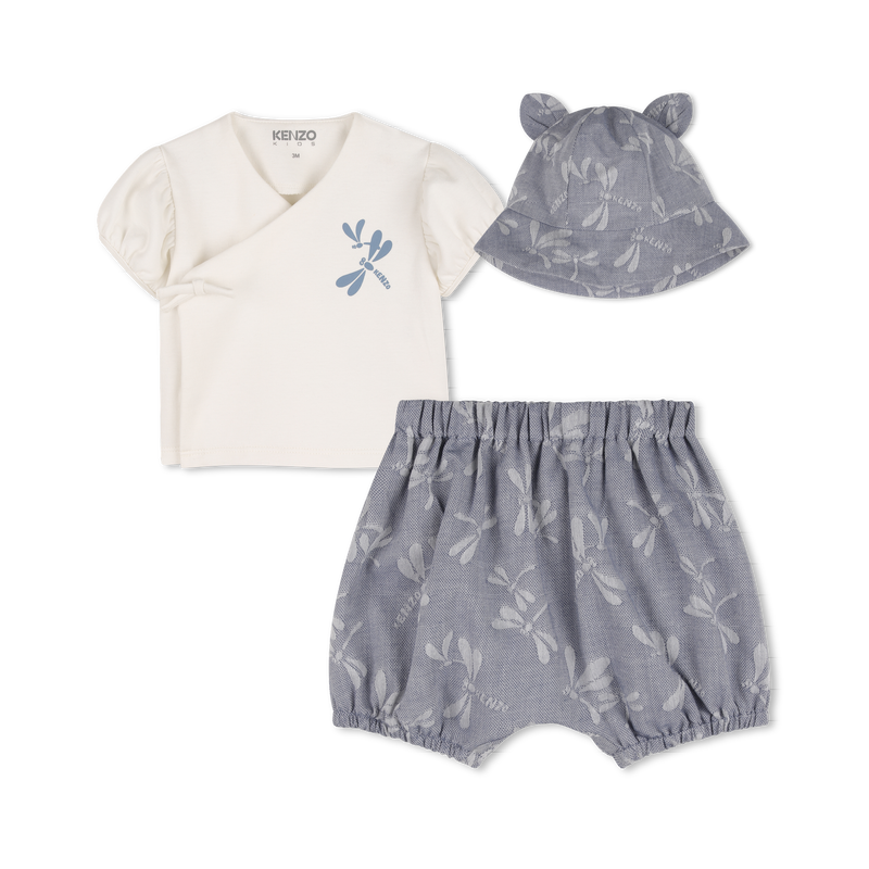 T-SHIRT, BUCKET HAT EN BRETELS SET KENZO KIDS 
                        GIRL