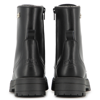 Halfhoge veterlaars van rundleer KARL LAGERFELD KIDS GIRL