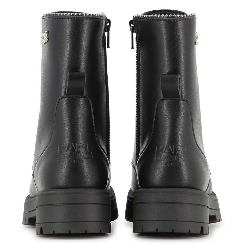 Halfhoge veterlaars van rundleer KARL LAGERFELD KIDS 
                        GIRL