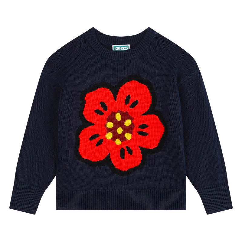 Gebreide trui met bloem + logo KENZO KIDS 
                        GIRL