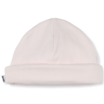 Muts met omslag in ribbelsteek BOSS GIRL