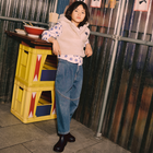 Jeans met deelnaden en plooien KENZO KIDS 
                    GIRL