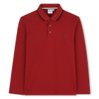 Poloshirt met lange mouwen, DONKER ROOD, hi-res