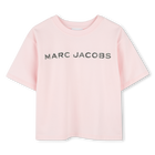 Katoenen T-shirt met strass, ROZE, hi-res