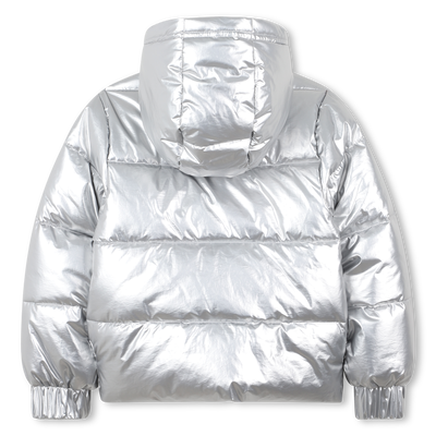 Zilveren pufferjack met capuchon DKNY MEISJE