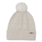 Gebreide muts met pompon, LICHT GOUD, hi-res