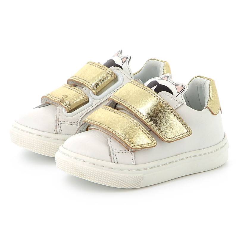 Leren sneakers met klittenband KARL LAGERFELD KIDS 
                        MEISJE