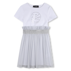 Bi-materiaal jurk met korte mouwen KARL LAGERFELD KIDS 
                    GIRL