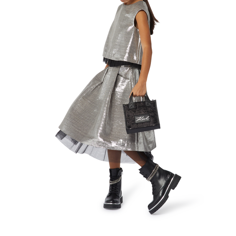 Halflange glanzende rok KARL LAGERFELD KIDS 
                        GIRL