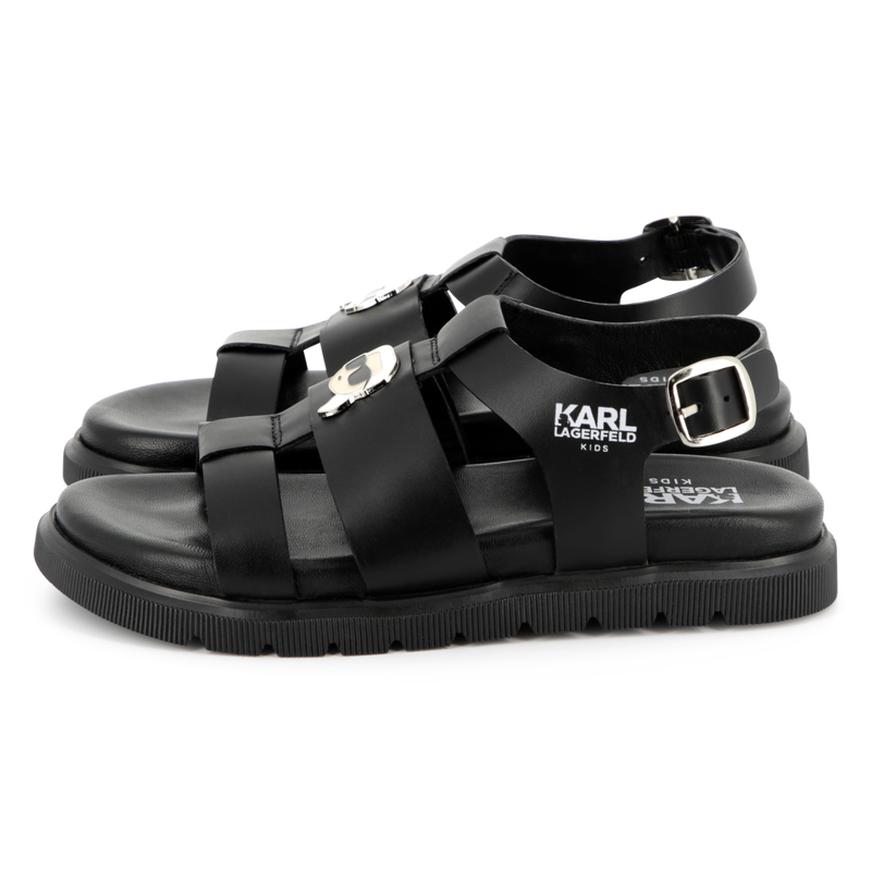 Leren sandalen met gesp KARL LAGERFELD KIDS 
                        GIRL